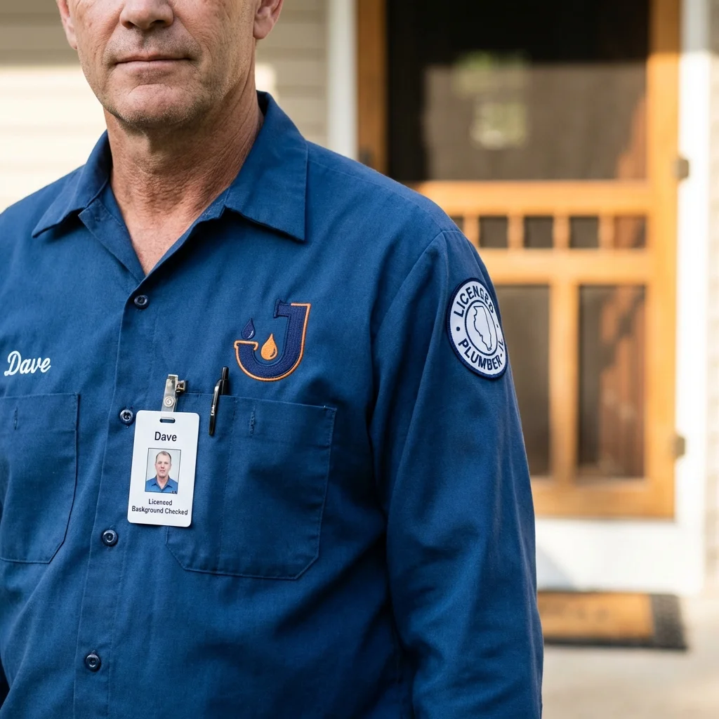 Licensed plumber showing ID badge in Ozone Park, NY